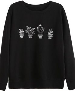 Cactus Apparel for Women print black sweatshirt ER30