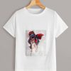 Figure Print Bow Front Tee T-Shirt DAN