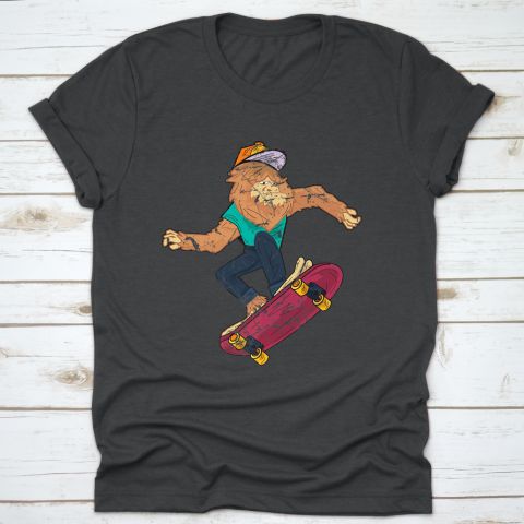 Funny Bigfoot Skateboarding For Kidsboys And Men T-Shirt DAN