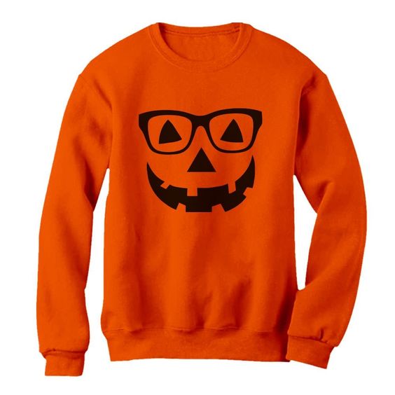 Geeky Pumpkin Face Halloween Sweatshirt EL01