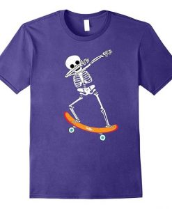 Halloween Dabbing Skeleton Skater Shirt Skull Skateboard Tee DAN