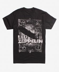Led Zeppelin Zoso Blimp Distressed Print T-Shirt DAN