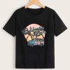 Letter And Car Black T Shirt ER30