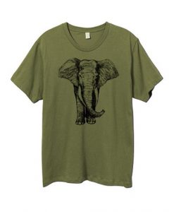 Mens Army Green Elephant Tshirt DAN