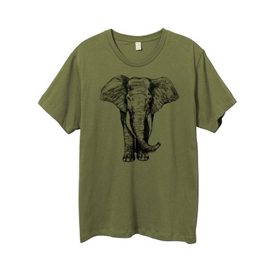 Mens Army Green Elephant Tshirt DAN