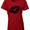 Women Lips Black tshirt FD01