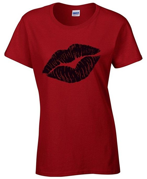 Women Lips Black tshirt FD01