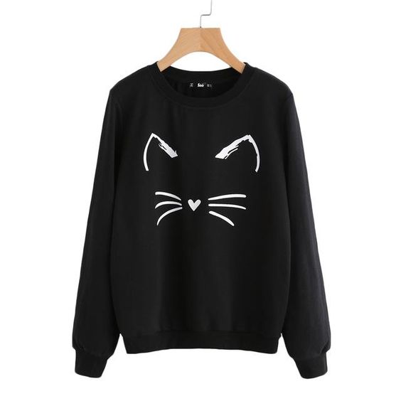 Cat Mustache Black Sweatshirt AZ3D