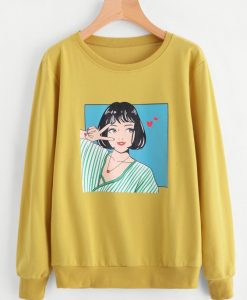 Girl Yellow Sweatshirt AZ9D