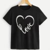 Love Heart Print Tee T-Shirt D9AZ