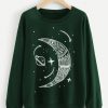 Moon And Star Print Sweatshirt D2VL