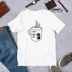 Panda And Coffee Tshirt EL21D
