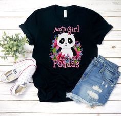 Just A Girl Pandas Tshirt EL8F0