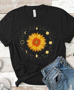 Sunflower and period moon cycle shirt FD5F0