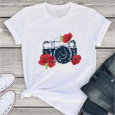 Camera Flower Tshirt TY5M0