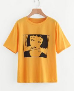 Girl Smoking Picture T Shirt SP14A0