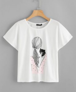 Girl and Cat T Shirt SP14A0