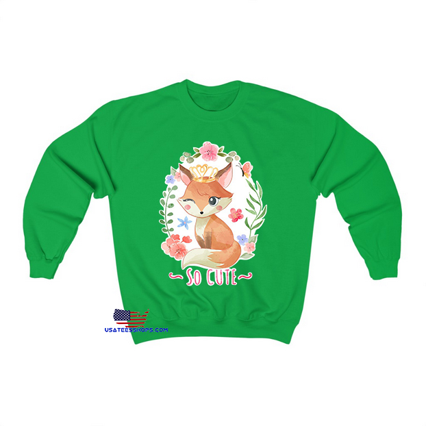 cute fox with crown floral Sweatshirt EL4D0