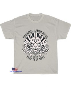 illustration with mask kitsune white T-Shirt EL8D0