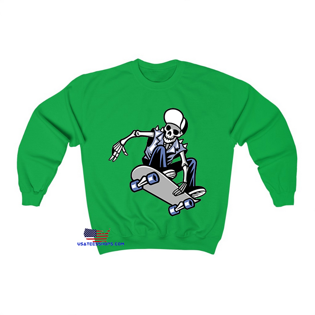 skull punk ride skateboard isolated white Sweatshirt EL4D0