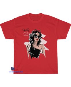 woman sunglasses stylish girl with bow her head fashion woman look T-Shirt EL11D0