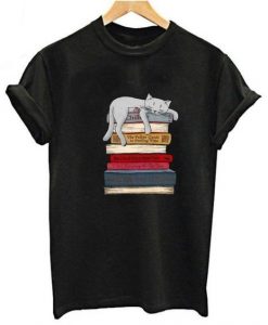 Cat Books T-Shirt EL19M1