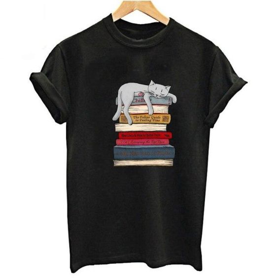 Cat Books T-Shirt EL19M1