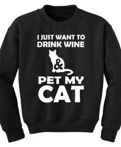 Funny Pet Cat And Drink Wine Sweatshirt AL10M1