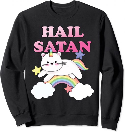 Rainbow Satanic Unicorn Cat Hail Satan Sweatshirt