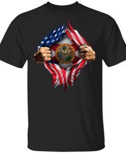 Florida Heartbeat Inside American Flag T-Shirt