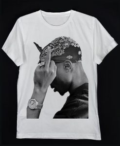 Tupac Middle Finger Graphic T-Shirt