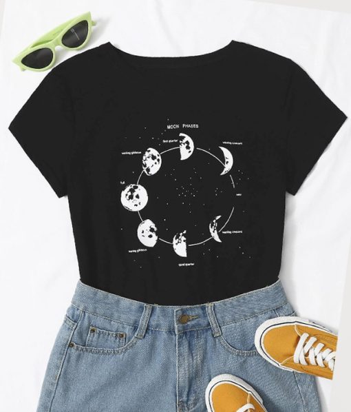 Round Neck Moon Phases Tee