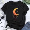 Round Neck Moon Print T-shirt