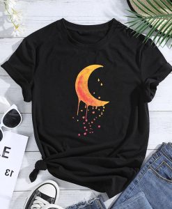 Round Neck Moon Print T-shirt