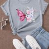 Floral & Butterfly Print Tee TPKJ3