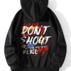 Slogan Graphic Thermal Lined Drawstring Hoodie TPKJ3