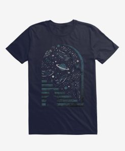 Open Space Stars And Planets Navy Blue T-Shirt TPKJ3